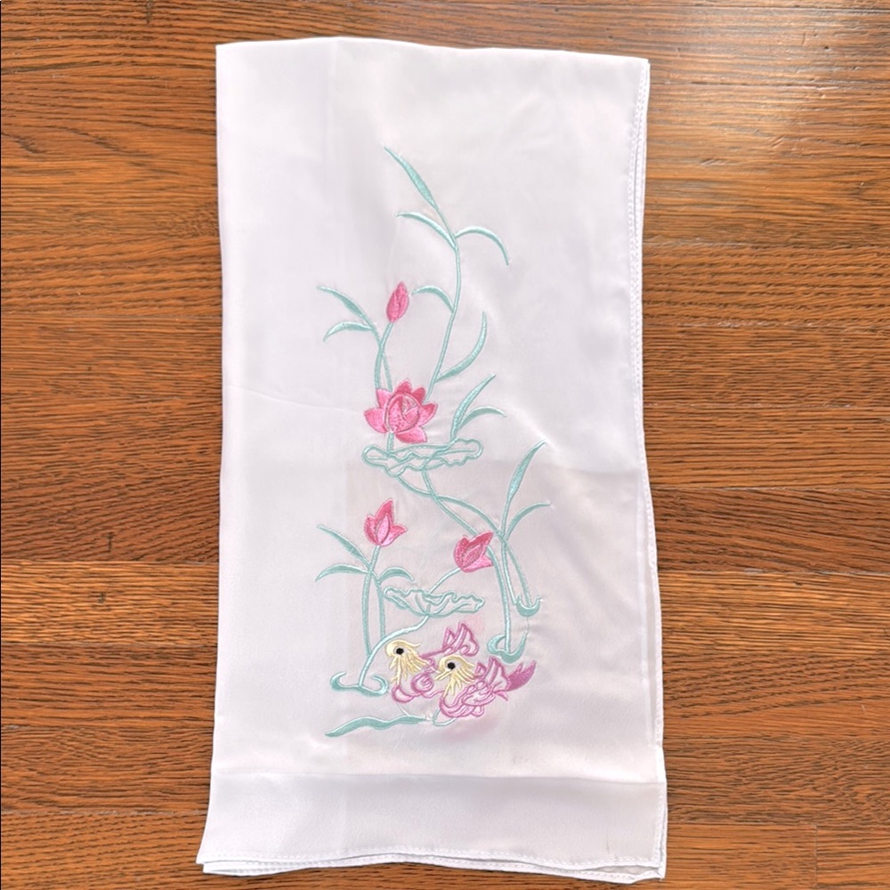 Pastel Blue Scarf with Hand Embroidery